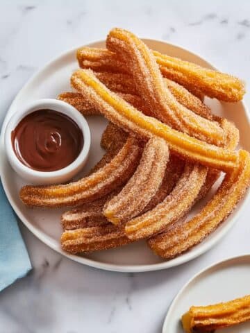 Crispy Homemade Cinnamon Sugar Churros with Chocolate Dipping Sauce Recipe