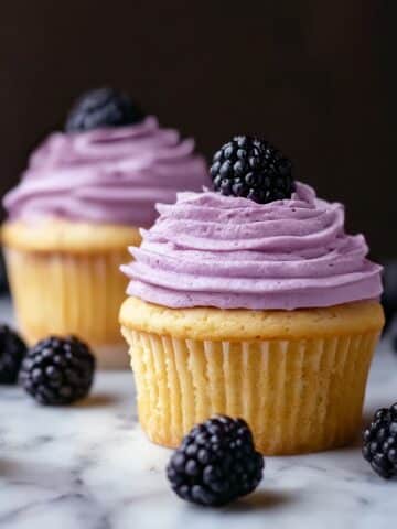 Greek Yogurt Cupcakes with Blackberry Frosting Recipe