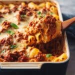 Baked Ziti with Ground Beef, Provolone, and Mozzarella Recipe