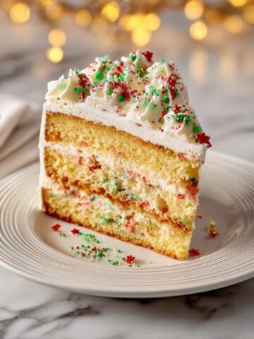 Sugar Cookie Cheesecake with Christmas Sprinkles and White Chocolate Ganache Recipe