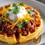 Cheddar Cornbread Waffles with Chili Topping Recipe