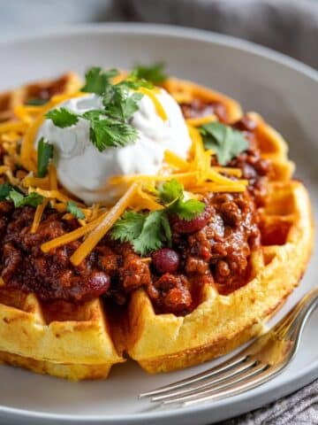 Cheddar Cornbread Waffles with Chili Topping Recipe