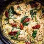 Crockpot Tuscan Chicken with Sun-Dried Tomatoes and Spinach Recipe