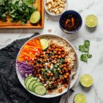 Crispy Miso Chickpea Bowls with Garlic Sesame Dressing Recipe