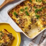 Stuffed Mushroom Casserole with Garlic, Sausage, and Cheese Recipe