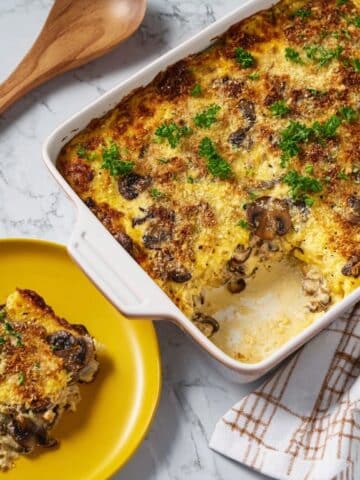 Stuffed Mushroom Casserole with Garlic, Sausage, and Cheese Recipe