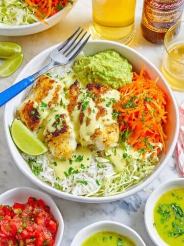 Blackened Fish Taco Bowls With Cilantro Lime Sauce Recipe