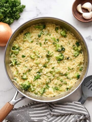 Broccoli Cheddar Orzo Recipe