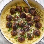 French Onion Meatballs with Cheesy Orzo Recipe