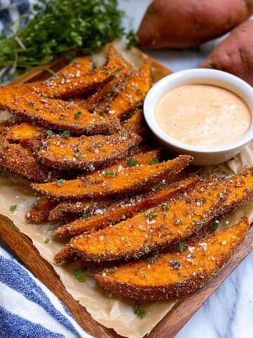 Garlic Parmesan Sweet Potato Wedges Recipe