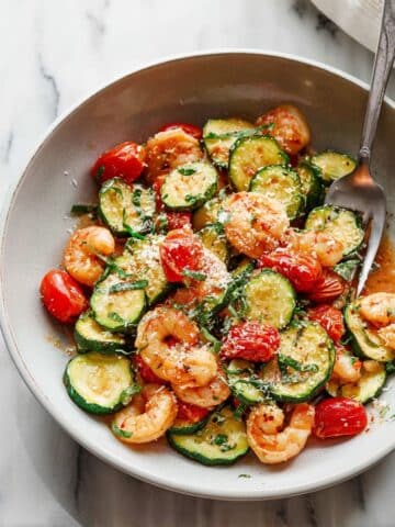 Garlic Parmesan Sheet Pan Shrimp with Zucchini Recipe