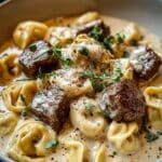 Cracked Garlic Steak Tortellini in Creamhouse Sauce Recipe