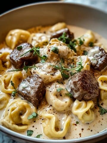 Cracked Garlic Steak Tortellini in Creamhouse Sauce Recipe