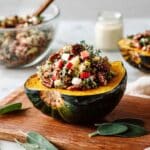 Stuffed Acorn Squash with Mushrooms, Apple, Cranberries, and Feta Recipe