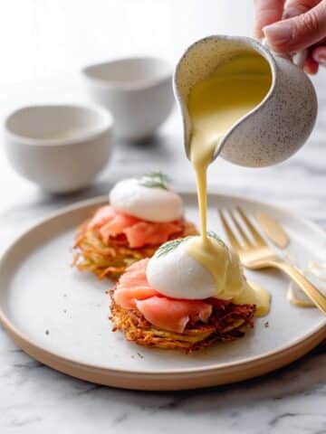 Latke Eggs Benedict with Smoked Salmon and Hollandaise Sauce Recipe