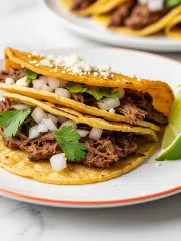 Creamy Pulled Beef Birria Tacos with Melted Oaxaca Cheese Recipe