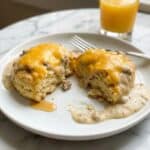 Sausage Breakfast Dumplings with Pepper-Flecked Cream Gravy Recipe