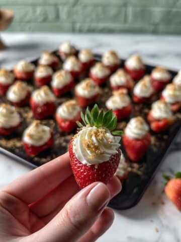 Deviled Strawberries with Cream Cheese Filling and Graham Cracker Topping Recipe