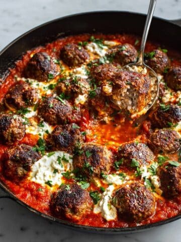 Skillet Ricotta Meatballs in Tomato-Basil Sauce Recipe