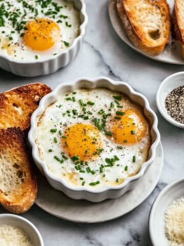 Shirred Eggs with Parmesan and Chives Recipe