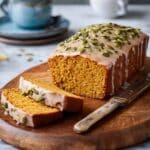 Vegan Pumpkin Bread with Cream Cheese Icing and Maple Tahini Drizzle Recipe