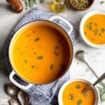 Creamy Butternut Squash Soup with Sage, Rosemary, and Toasted Pepitas Recipe