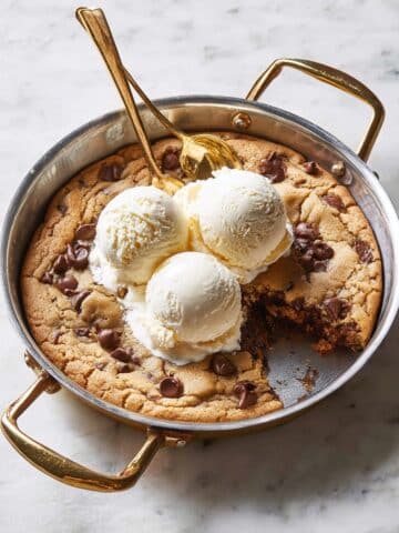 Pizzookie (Chocolate Chip Cookie Skillet with Ice Cream) Recipe