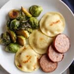 Easy Kielbasa, Pierogi and Brussels Sprouts Sheet Pan Dinner Recipe