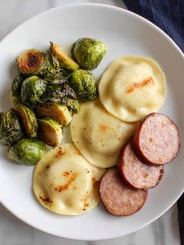 Easy Kielbasa, Pierogi and Brussels Sprouts Sheet Pan Dinner Recipe