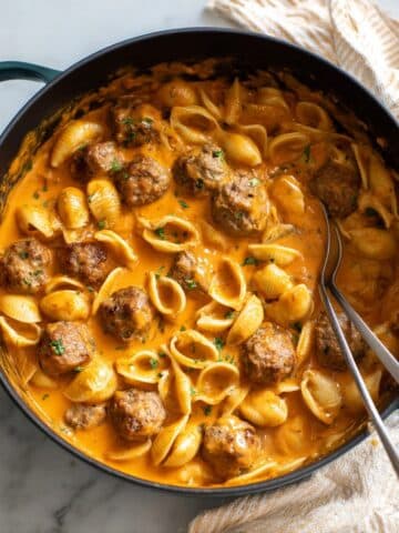 Meatball Pasta in Tomato Cream Sauce Recipe