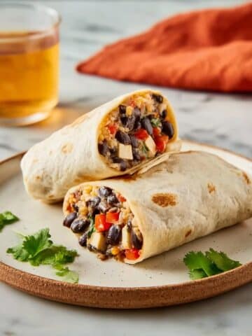 Creamy Black Bean Burritos with Cheese and Cilantro Recipe