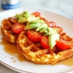 Tuna Waffles with Cherry Tomato and Avocado Topping Recipe