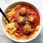 Chicken Parmesan Meatballs with Pasta in Tomato Sauce Recipe