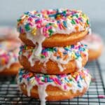Sourdough Discard Donuts with Vanilla Glaze and Sprinkles Recipe
