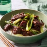 Mongolian Beef with Green Onions and Soy-Based Sauce Recipe