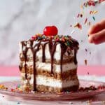 Ice Cream Sandwich Cake with Hot Fudge, Caramel, and Pecans Recipe