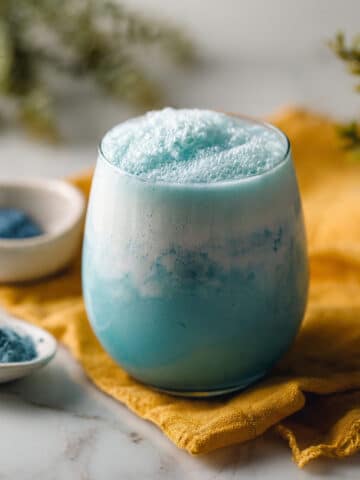 Iced Blue Matcha Latte with Protein and Butterfly Pea Powder Recipe