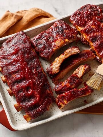 Slow Cooker Baby Back Ribs with Barbecue Sauce and Oven Finish Recipe
